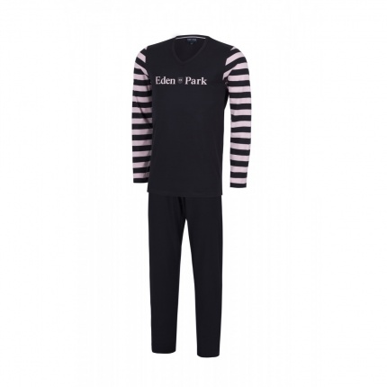 Eden Park Pyjama long E506E81 rayures Marine et Rose